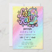 Disco Ball Roller Skate Sweet 16 Birthday Party 招待状 (正面)