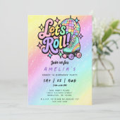Disco Ball Roller Skate Sweet 16 Birthday Party 招待状 (スタンド正面)