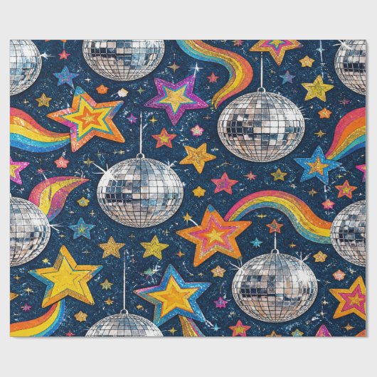 Disco Ball Stars Wrap ラッピングペーパー (フラット)