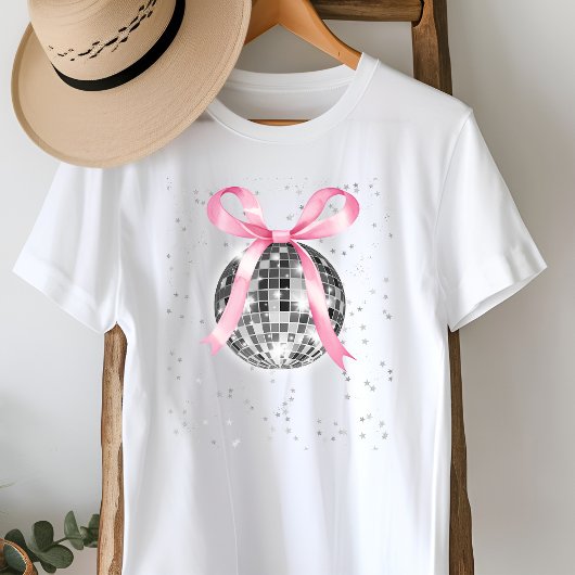 Disco Ball T-shirt with Pink Bow Tシャツ