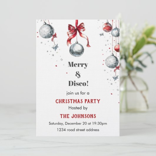 Disco Christmas Party Invitation 招待状 (スタンド正面)