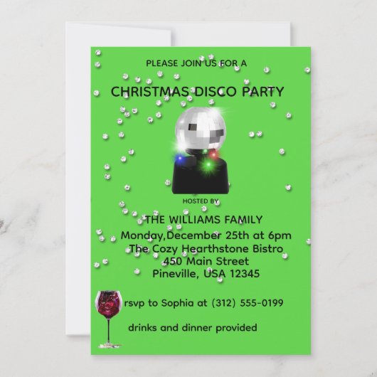 Disco Christmas Party Invite 招待状 (正面)