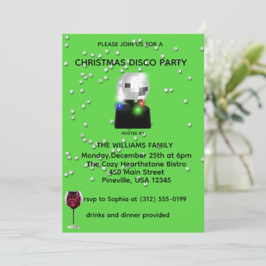 Disco Christmas Party Invite 招待状 (スタンド正面)