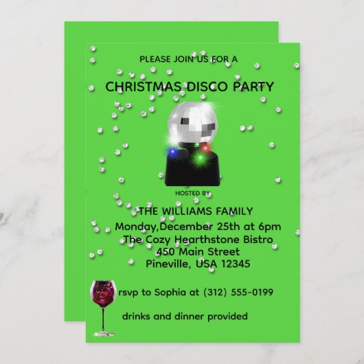Disco Christmas Party Invite 招待状 (正面/裏面)