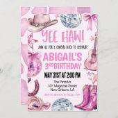 Disco Cowgirl Birthday 招待状 (正面/裏面)