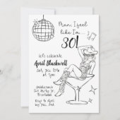 Disco, Cowgirl, Martini, Disco ball Birthday  招待状 (正面)