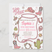 Disco Cowgirl Nashville Pink Rodeo Birthday Party 招待状 (正面)