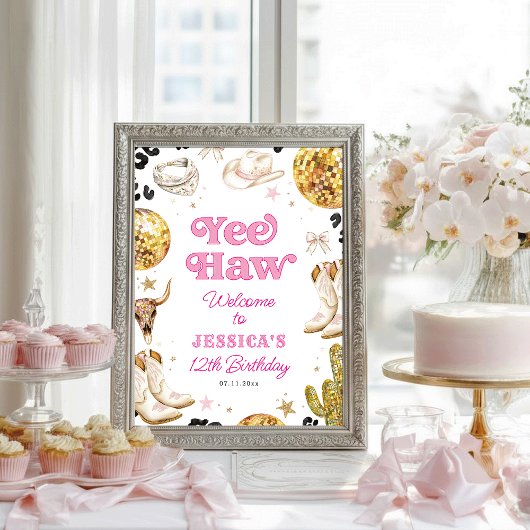 Disco Cowgirl Nashville Rodeo Birthday Welcome ポスター