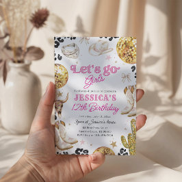 Disco Cowgirl Nashville Rodeo Pink Birthday Party  招待状