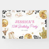 Disco Cowgirl Nashville Rodeo Pink Birthday Party 横断幕 (横)