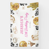 Disco Cowgirl Nashville Rodeo Pink Birthday Party 横断幕 (縦)