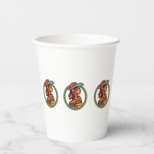 Disco Cowgirl Party Cup – Fun Celebration Drinkwar 紙コップ (正面)