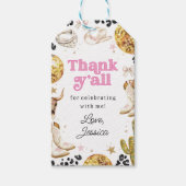 Disco Cowgirl Rodeo Pink Birthday Party Thank You ギフトタグ (正面)