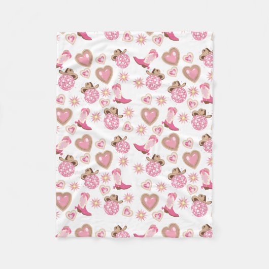Disco Cowgirl Valentine Small Fleece Blanket フリースブランケット (正面)