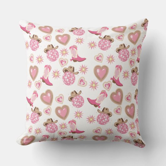 Disco Cowgirl Valentine Throw Pillow クッション (正面)