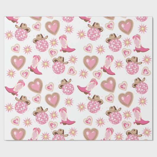 Disco Cowgirl Valentine Wrapping Paper ラッピングペーパー (フラット)