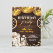 Disco Cowgirl Western Adult Bling Birthday Inv 招待状 (スタンド正面)