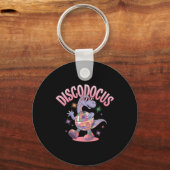 Disco Dancing Dinosaur Diplodocus Dino Funny 70s D キーホルダー (正面)