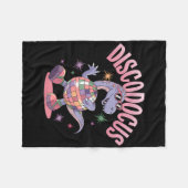 Disco Dancing Dinosaur Diplodocus Dino Funny 70s D フリースブランケット (正面(横))