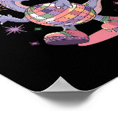 Disco Dancing Dinosaur Diplodocus Dino Funny 70s D ポスター (角)