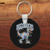 Disco Dinosaur Diplodocus 70s Dino Dancing Funny D キーホルダー (正面)