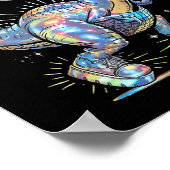 Disco Dinosaur Diplodocus 70s Dino Dancing Funny D ポスター (角)