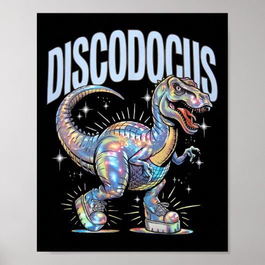 Disco Dinosaur Diplodocus 70s Dino Dancing Funny D ポスター (正面)