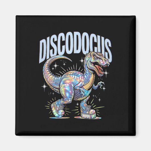 Disco Dinosaur Diplodocus 70s Dino Dancing Funny D マグネット (正面)