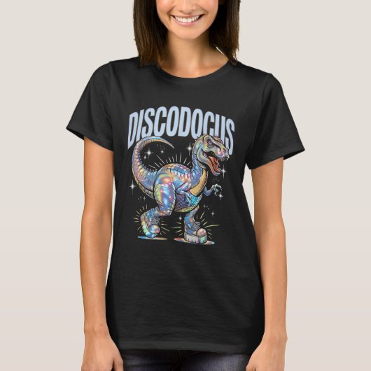 Disco Dinosaur Diplodocus 70s Dino Dancing Funny D Tシャツ (正面)