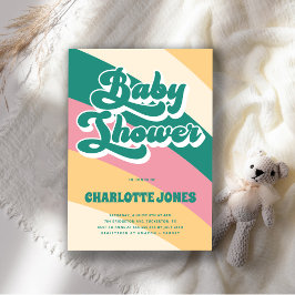 Disco Groovyレトロベビーシャワー 招待状