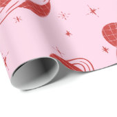 Disco Heart Saturn Ring Retro Space Pink Gift ラッピングペーパー (ロールコーナー)