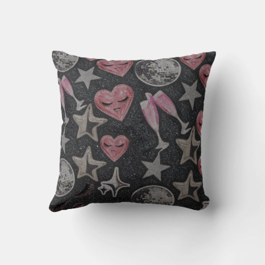 Disco Hearts Accent Pillow – Stylish Glam Home Dec クッション (裏面)