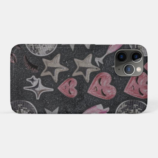 Disco Hearts Minimal Phone Case – Sleek Glam Style Case-Mate iPhoneケース (裏面(横))