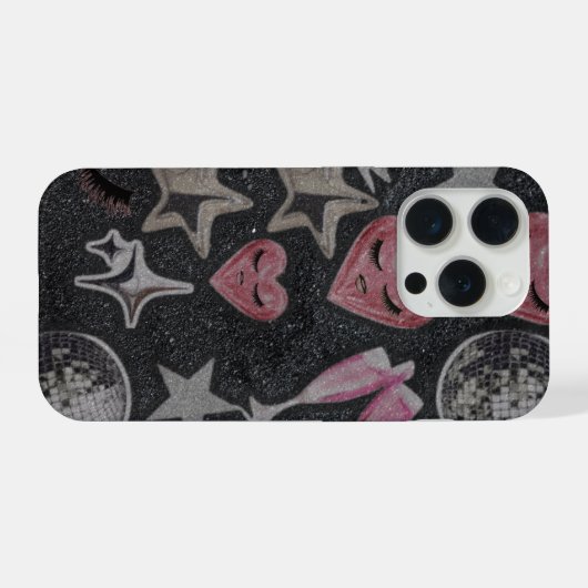 Disco Hearts Phone Case – Chic Glam Style iPhoneケース (裏面横)