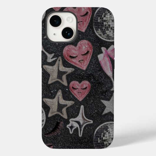 Disco Hearts Protective Phone Case – Chic Glam Sty Case-Mate iPhoneケース (裏面)
