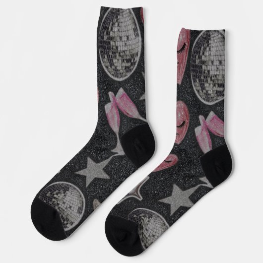 Disco Hearts Socks – Cute Glam Gift for Her ソックス (左)
