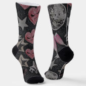 Disco Hearts Socks – Cute Glam Gift for Her ソックス (傾斜あり)