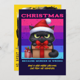 Disco Holiday Funny Cat Retro Christmas Photo シーズンカード
