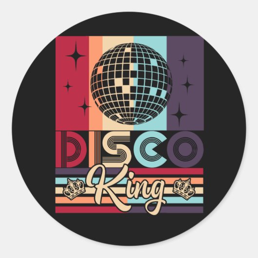 Disco King 1970sヴィンテージ70sダンスパーティーギフト ラウンドシール (正面)