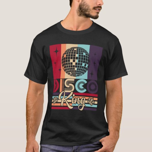 Disco King 1970sヴィンテージ70sダンスパーティーギフト Tシャツ (正面)
