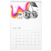 Disco Mushroom 2026 Y2K Office Planner カレンダー (1月 2027)