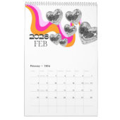 Disco Mushroom 2026 Y2K Office Planner カレンダー (2月 2026)