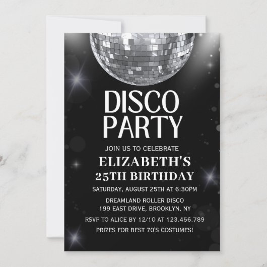 Disco Party | 70'S Adults Birthday  招待状 (正面)