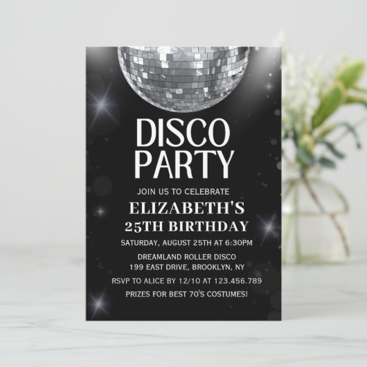Disco Party | 70'S Adults Birthday  招待状 (スタンド正面)