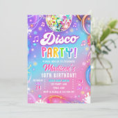 Disco Party Neon Retro Glow Crazy Girl Birthday 招待状 (スタンド正面)