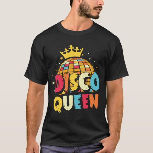 Disco Queen 1970sレトロパーティー70sマッチングハロー Tシャツ (正面)