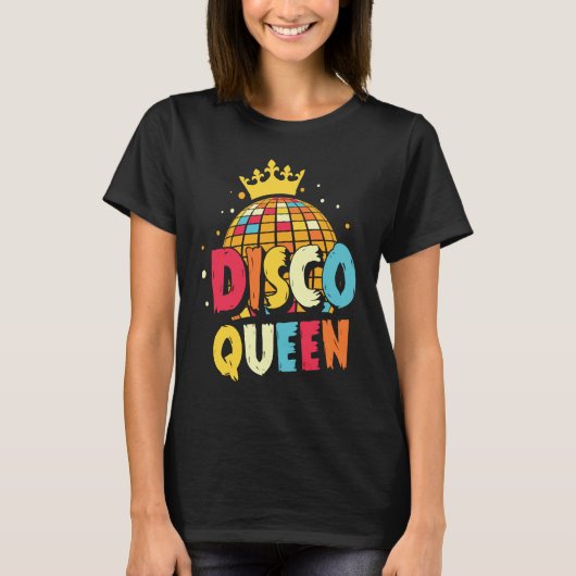 Disco Queen 1970s Retro Party 70s Matching Hallowe Tシャツ (正面)