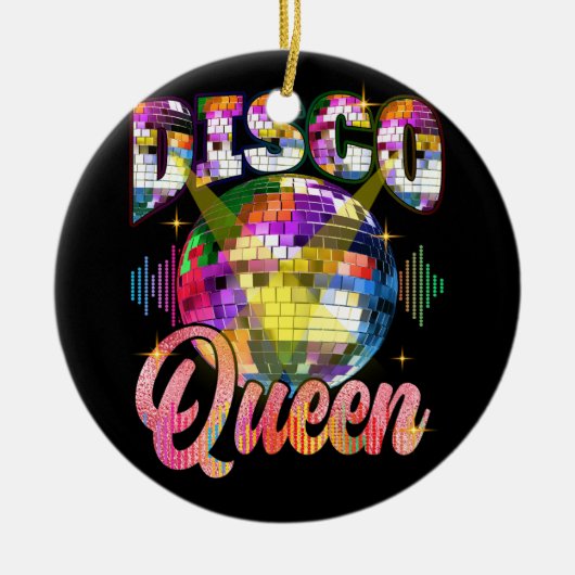 Disco Queen 70sをテーマにした踊り70年代ボールコスト セラミックオーナメント (正面)