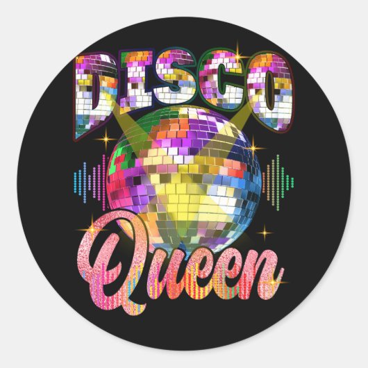 Disco Queen 70sをテーマにした踊り70年代ボールコスト ラウンドシール (正面)