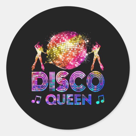 Disco Queen - 70's Discoをテーマにしたヴィンテージ70年代 ラウンドシール (正面)